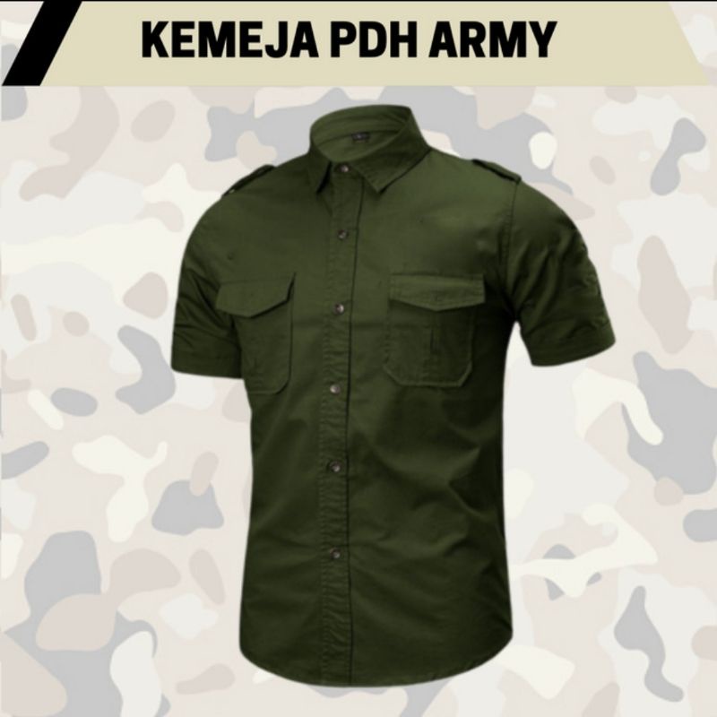 Baju Kemeja PDH Army Polos - Kemeja PDH - Seragam PDH - Seragam Kerja