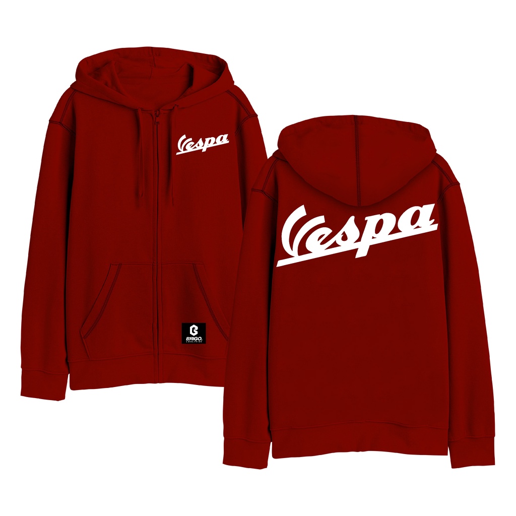 BRIGO X VESPA FONT Resleting Jumper Hoodie II Sweater Hoodie Zipper  BRIGO X VESPS Sablon DTF Fleece Cotton II Size M-XXL (Pria &amp; Wanita) Free stiker&amp;Gantungan Kunci