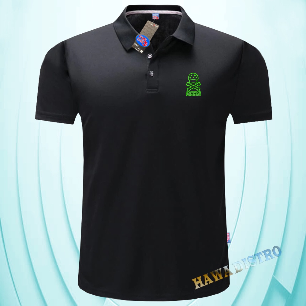 Bisa ( COD ) - Polo Kerah Diery Text Stabilo  - Kaos Kerah Pria Distro - Kaos polo Shirt pria Kerah 