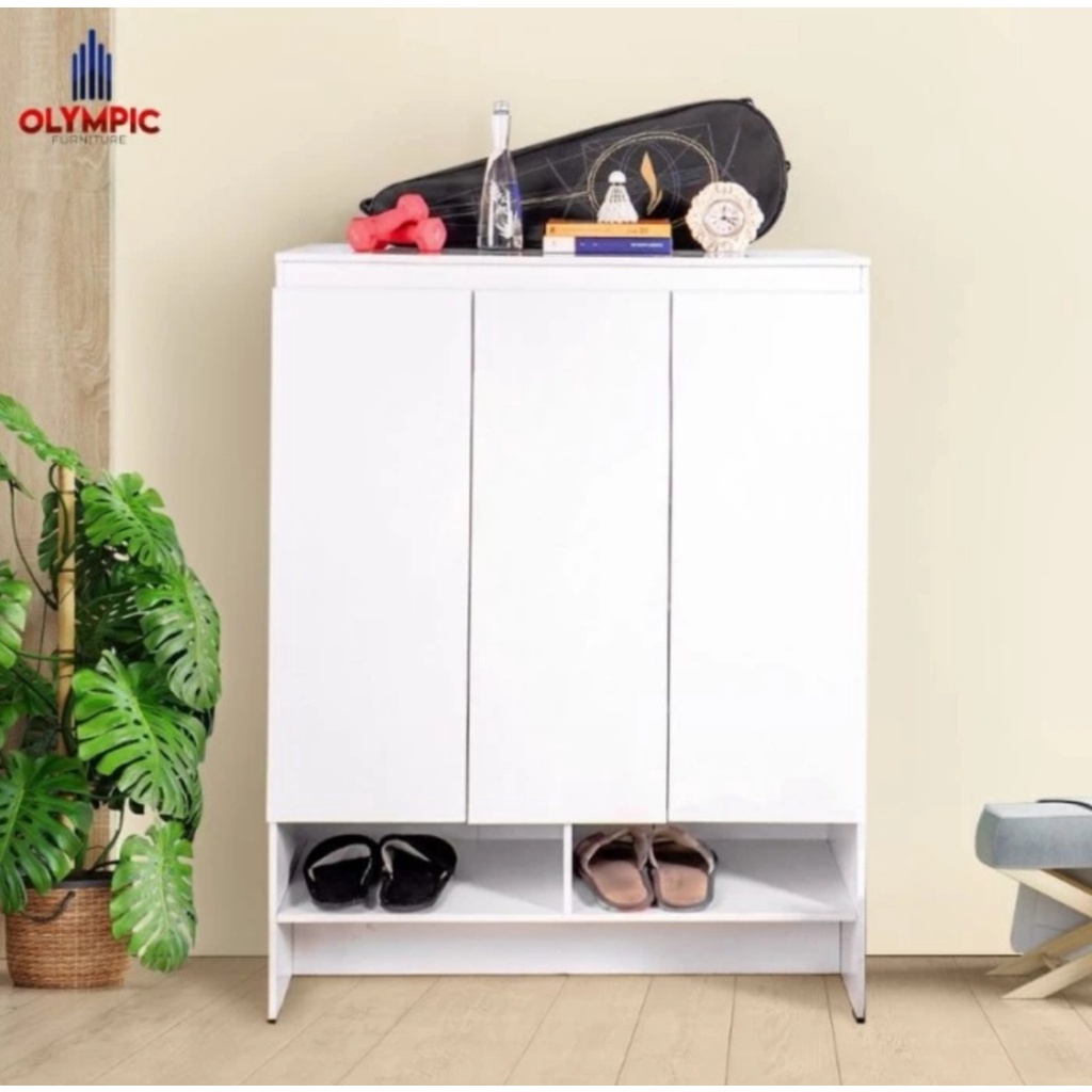 Lemari Rak Sepatu tertutup putih minimalis kapasitas besar BANDUNG