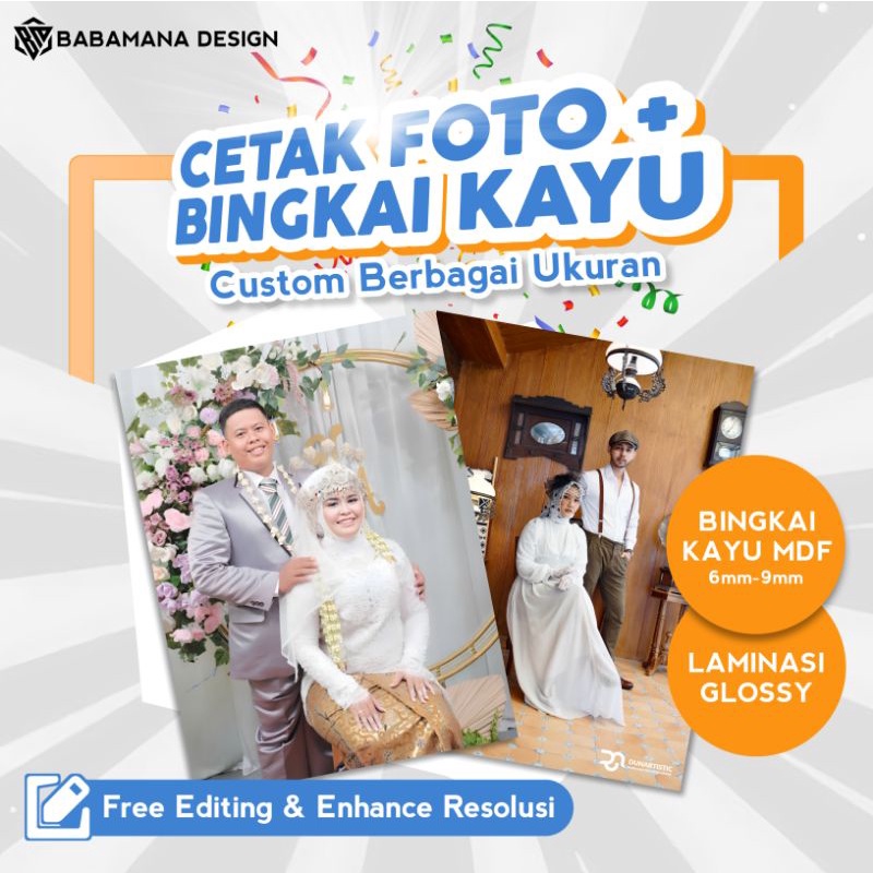 CETAK FOTO + BINGKAI TANPA PAKU TINGGAL PASANG