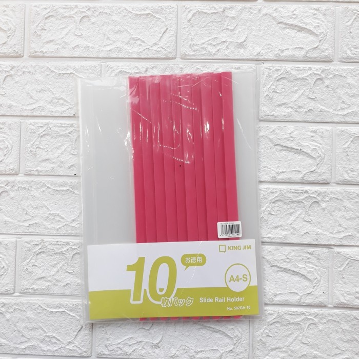 

KING JIM Slide Rail Holder No 502GA-10 Cover Clip Plast A4-S isi 10pcs - Merah