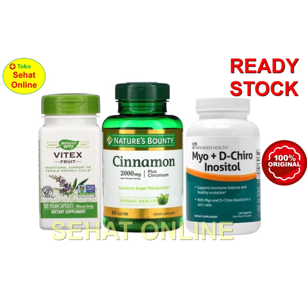 Paket PCOS Vitex 100 + Cinnamon + Myo D-Chiro Inositol 120