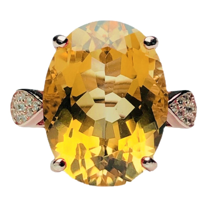 Fashion Cincin Minimalis Hias Kuning Bersinar Oval Cubic Zirconia Perhiasan Untuk Wanita Pernikahan Pertunangan Pesta Aksesoris