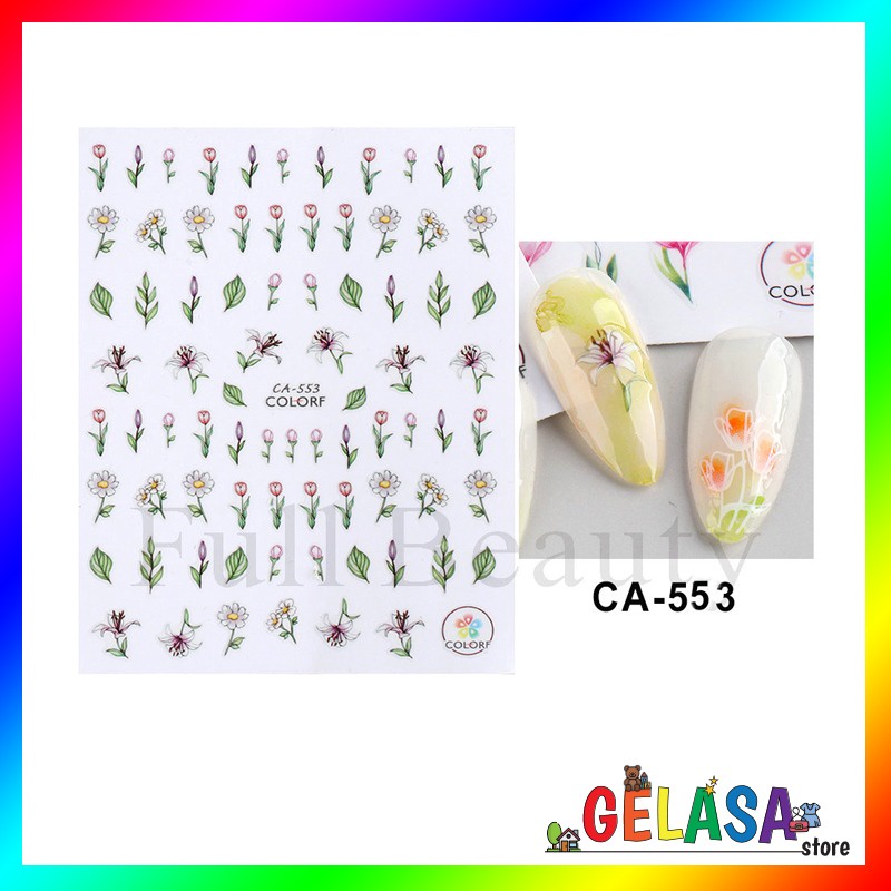 GELASA Stiker Kuku Nail Art Sticker motif Flower ColorF series