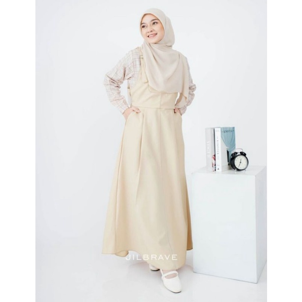 VANIA OVERALL 2.0 JILBRAVE | Dress Overall Remaja Best Seller motif Kotak-kotak