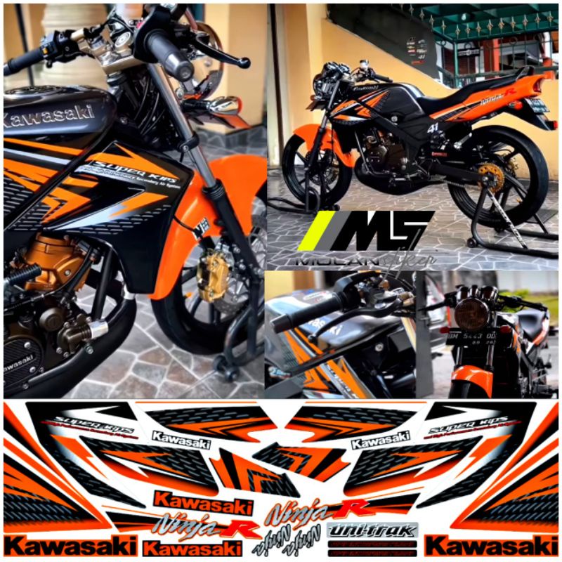 Decal Sticker Striping Variasi Motif Ori Ninja R 150 2013 Orange / Ninja Ss 150 - Ninja R/Ss 2 Tak S