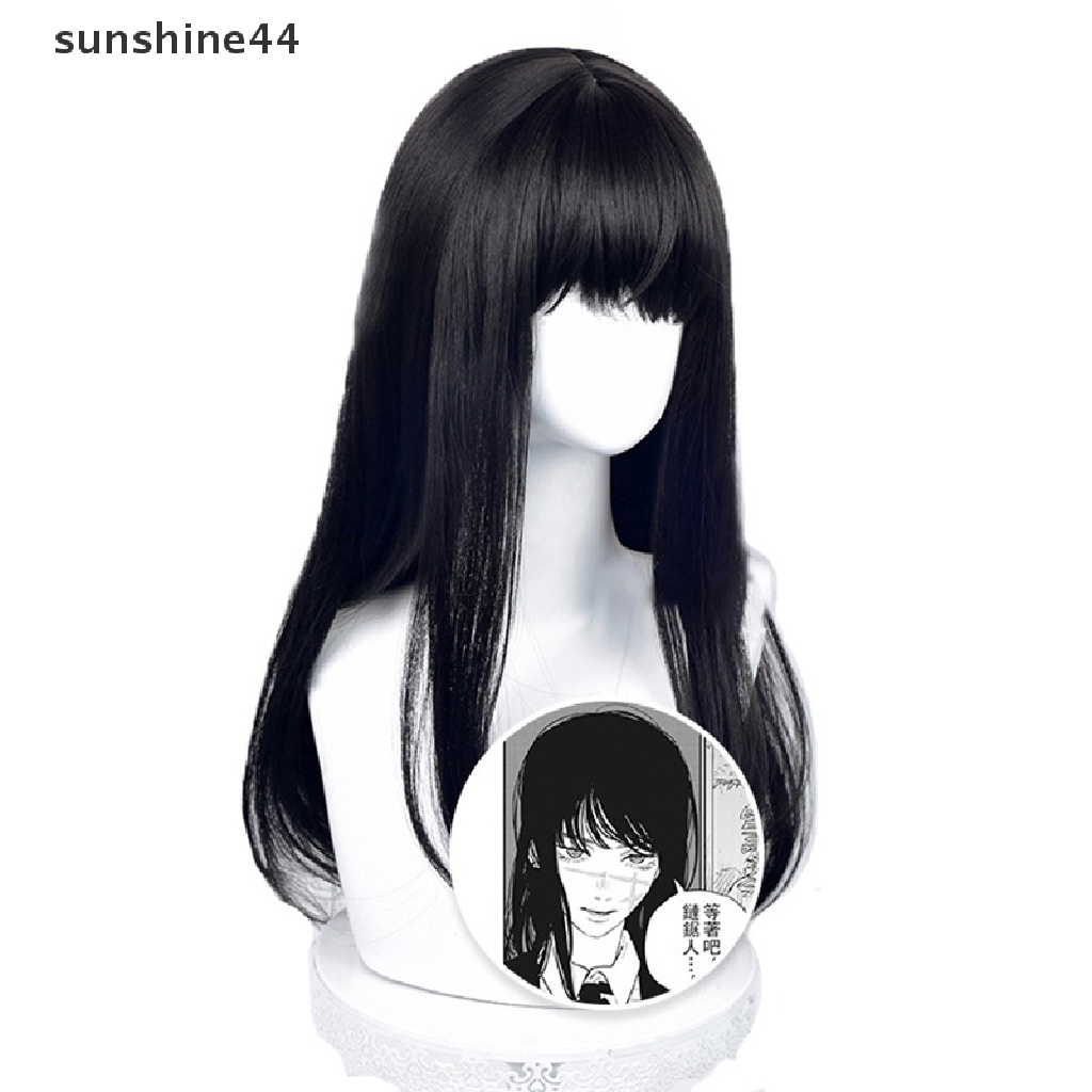 Sunshine Anime Chain Man Mitaka Asa Cosplay Wig Asa Mitaka Panjang 65cm Hitam Tahan Panas Rambut Sintetis Wig Pesta.