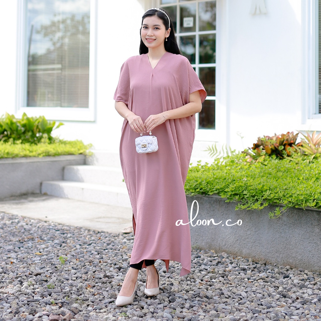 Emilia Midi Dress Bahan Crincle Airflow – Nagita Long Square – Midi Dress Korea