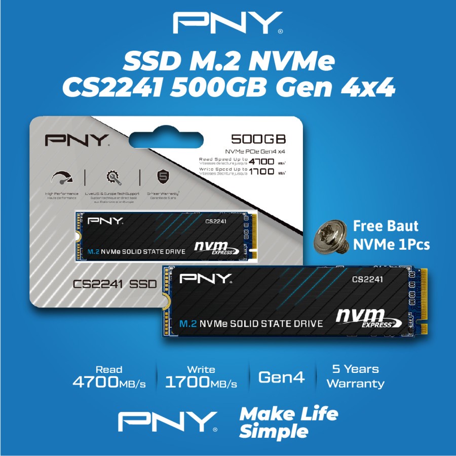 PNY SSD 500GB M.2 NVME CS2241 PCIE Gen 4x4