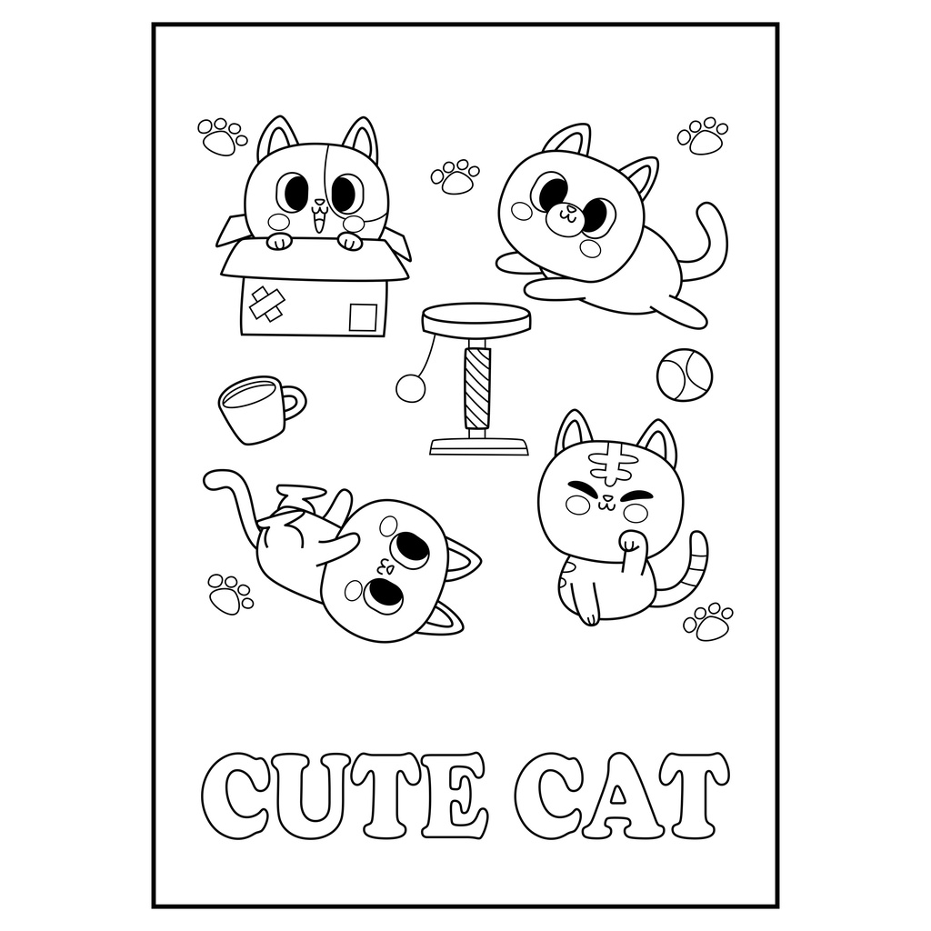 

Gambar Mewarnai / Sketsa lukis / drawing sketch Kucing Lucu Kertas HVS A4 100gr Anak TK SD PAUD (Bukan Buku)