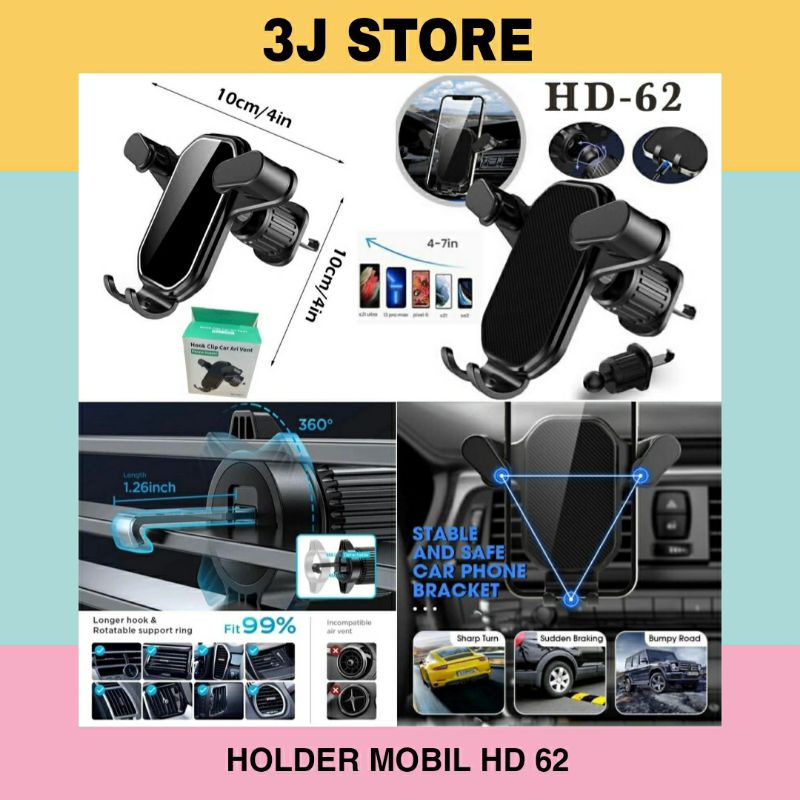 HD-62 HOLDER MOBIL CAR STAND HOLDER HP MOBIL VENTILASI AC DUDUKAN HANDPHONE