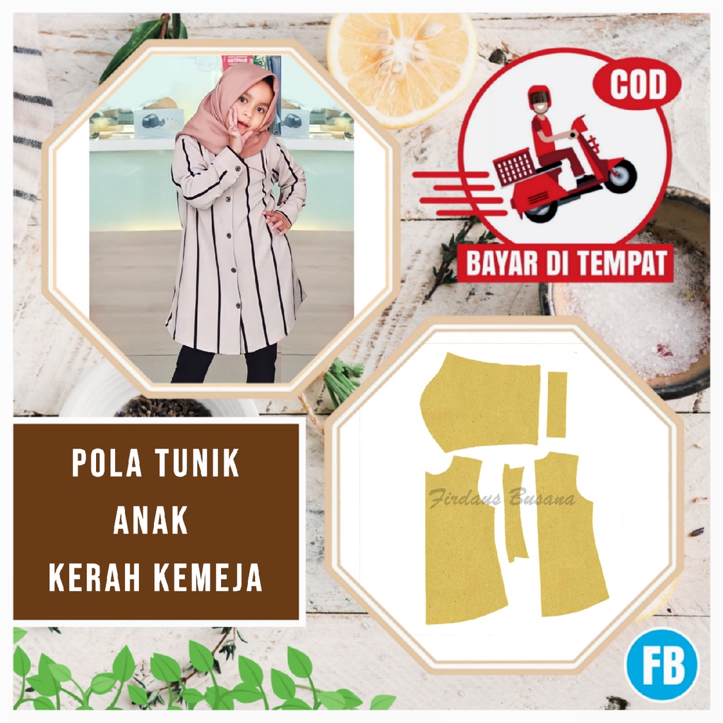 【COD】Pola Tunik Anak Perempuan Kerah Kemeja | Pola Baju Anak Perempuan | Pola Instan | Pola Jiplak |