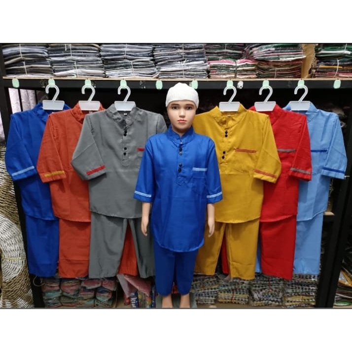 Pakaian Fashion Muslim Anak Laki Laki Baju Santri Putra Cowok Setelan Panjang Umur 2 - 6 Tahun