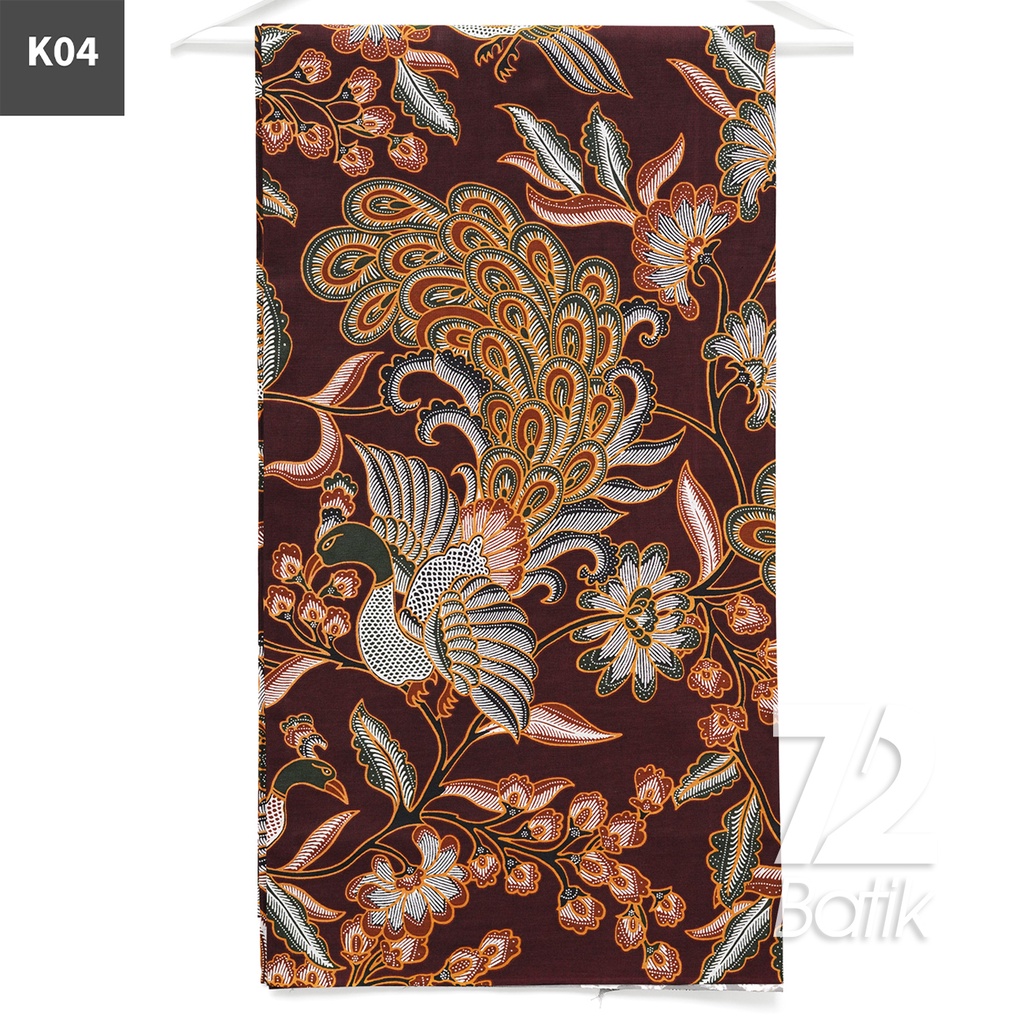 KAIN BATIK PREMIUM Bahan Katun Motif Burung Kembang Merah 722699 Cap 72 Jarik Jarit Samping Kebat Panjang Batik Katun Modern Premium Bahan Seragam Batik Pernikahan Kantor Keluarga Murah Kamen Jadi Batik Bali Lembaran