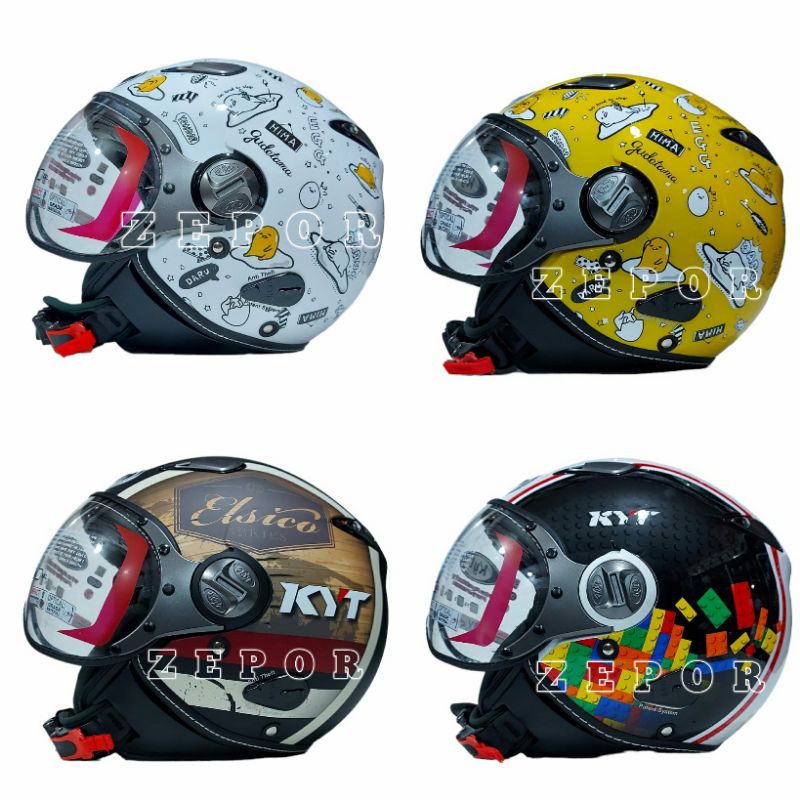 Helm KYT ELSICO Motif Series Retro Classic Original SNI DOT Half Face