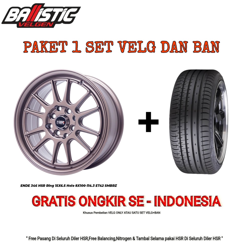 Paket Ganteng Mobil Honda Brio Plus Velg HSR R15x65 Dan Ban 185/55 Ring 15