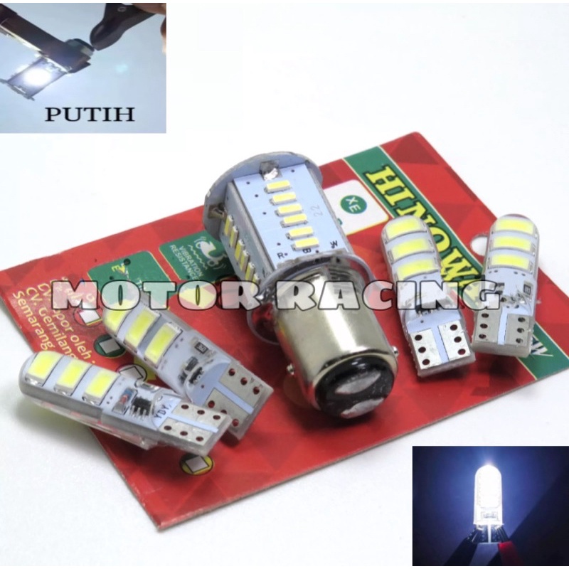 PAKET COMBO LAMPU STOP REM LED MOTOR 30 MATA + 4 PCS SEIN SEN JELLY KEDIP FLASH T10 UNIVERSAL LAMPU SENJA VARIO