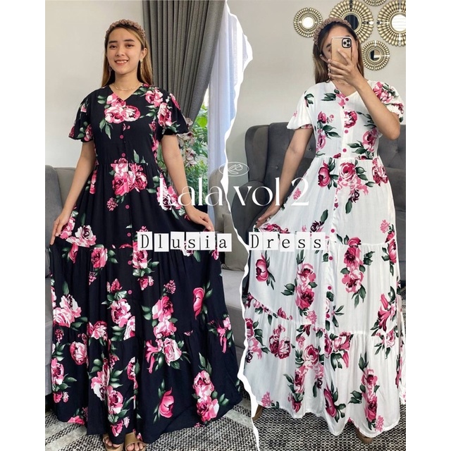 Daster Arab DLUSIA LALA Long Dress Rayon Premium Flowy super klok