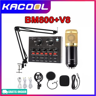 BM800 Full Set Paket recording Microphone Condenser Live Microphone Mikrofon Kondenser Studio dengan Shock Proof Mount Mic Earphone Gratis