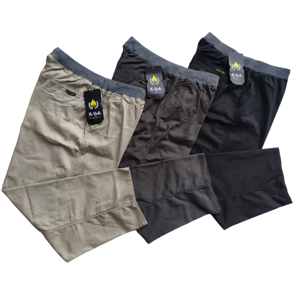 Celana Chino Panjang Pria Pinggang Kolor Rip Big Size Jumbo Premium 39 Sampai 50 JU64