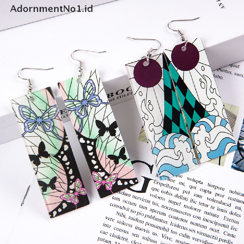 [AdornmentNo1] Demon Slayer kimetsu no yaiba Anting Untuk Wanita Gadis Anime Perhiasan Handmade Hoop Earring Acrylic Earrings Liontin Hadiah [ID]