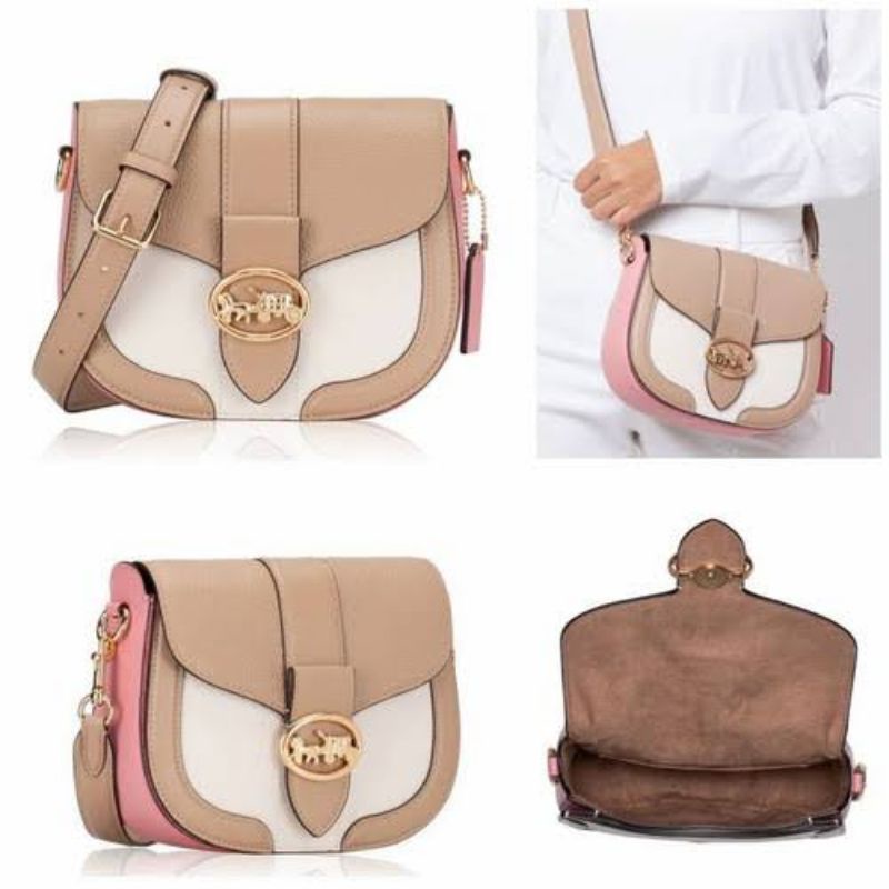 Tas Wanita COACH Georgia Saddle Bag Multi Taupe