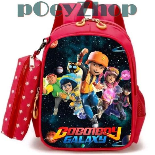 "PREMIUM" Tas Ransel Sekolah Anak Karakter BOBOIBOY GALAXY 2in1 / Dapat Tempat Pensil / Tas Ransel S