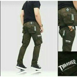 CARGO PANTS CELANA PANJANG CARGO PRIA ARMY BAHAN KATUN CELANA CARGO GUNUNG TRAFELING HAIKING PRIA