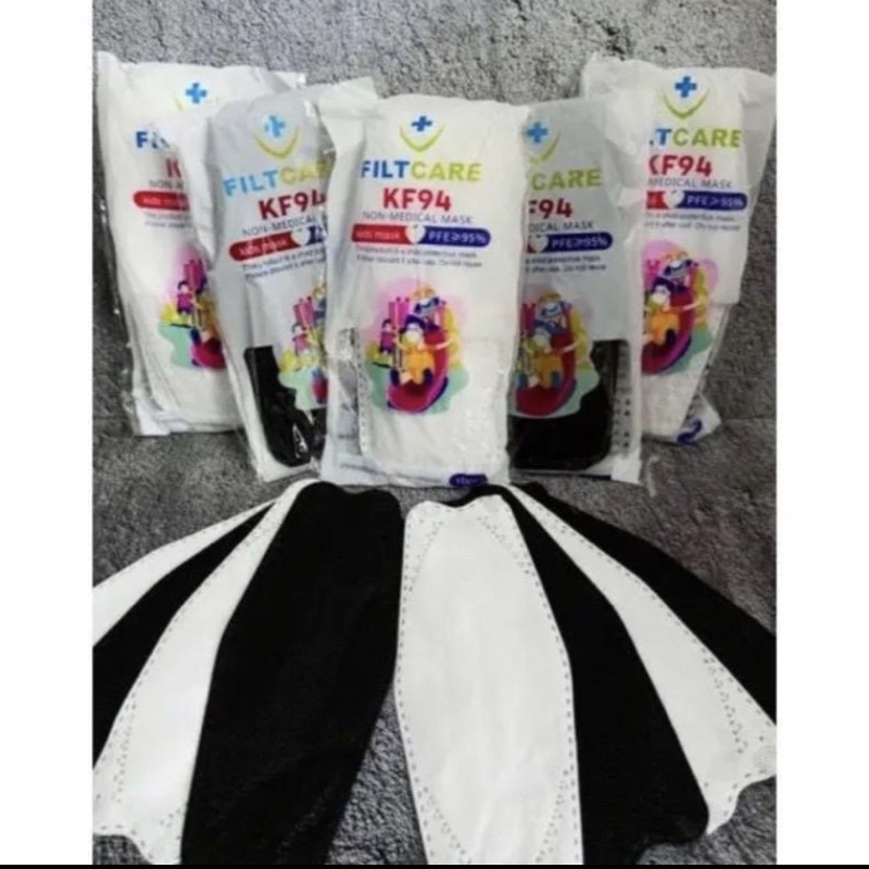 Masker KF94 Anak Polos Putih dan Hitam/Masker KF94 Anak Polos Pack