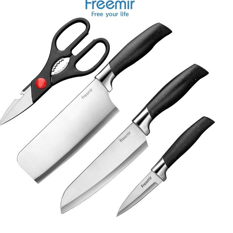 Terbaru dan terlaris freemir 3-4Pcs Set Pisau Stainless Steel Pisau Dapur Pisau Buah Pisau Daging Gu