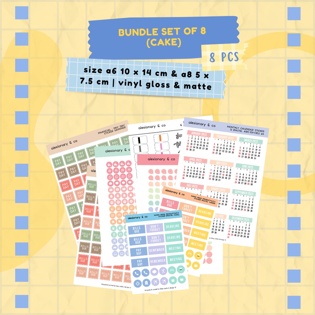 

Journal Planner Bundling Set Sticker | Cake | stiker murah jurnal planner pelangi pastel scrapbook deco cute paket lengkap keuangan lengkap produktif bundle