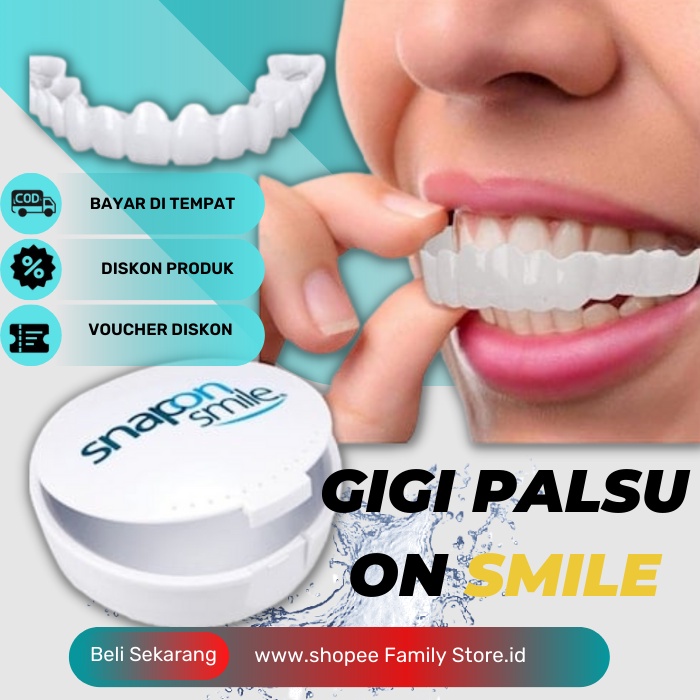 Gigi Palsu Snap On Smile Atas Bawah ORIGINAL Authentic 1 Set Lem Penambal Gigi Berlubang Gigi Ompong Cp01 L.S