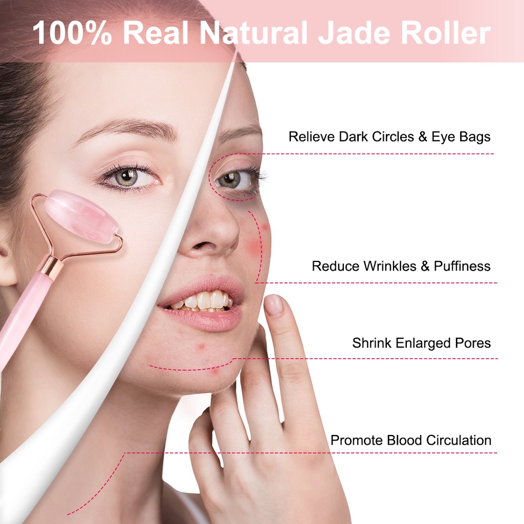 MAANGE Face Massager Jade Roller Alat Pijat Wajah Gua Sha Papan Wajah  2in1 Alat Kecantikan4215