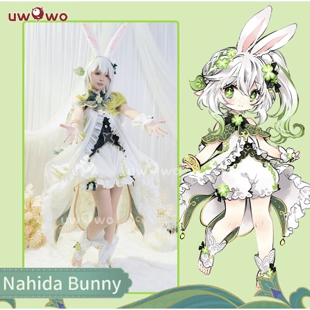 PRE-SALE UWOWO Genshin Impact Fanart: Nahida Cosplay Costume Rabbit Bunny Kusanali Sumeru Dendro Archon Cute Cosplay Costumes
