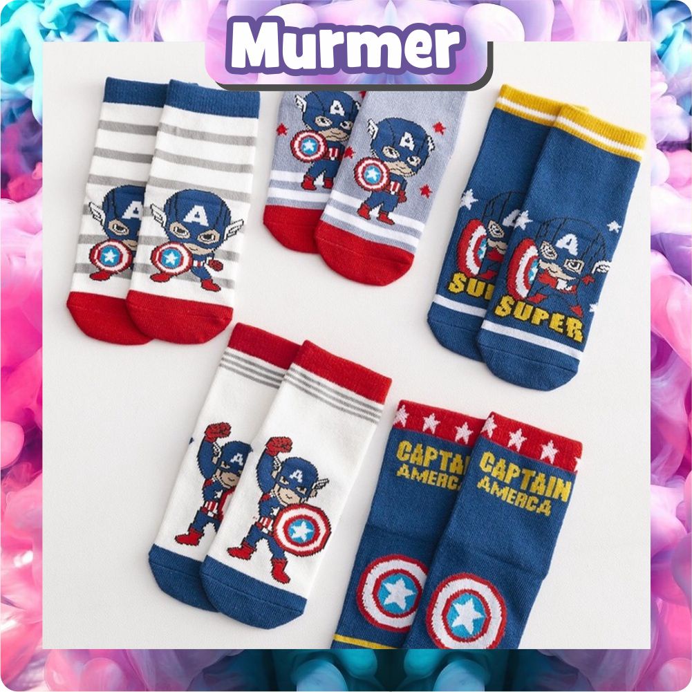 MurmerOfficial Kaos Kaki Anak Motif Captain America Kaus Kaki Bayi Lucu KK059