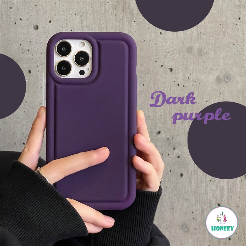 IPHONE Fashion Ungu Airbag Ponsel Case Kompatibel Untuk Iphone14 13 12 11 Pro Max 14 Pro Max Shockproof Matte Cair Silikon Lembut TPU Belakang Ponsel Cover