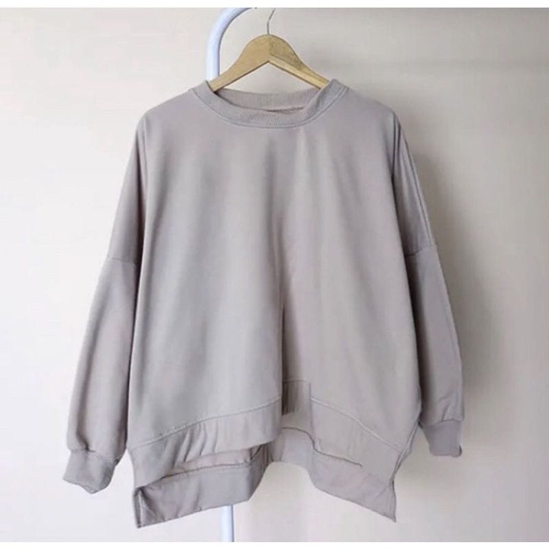 Sweater Batwing XXXL Oversize Basic Oblong | Sweater Wanita Bigsize | Sweater Polos-capucino