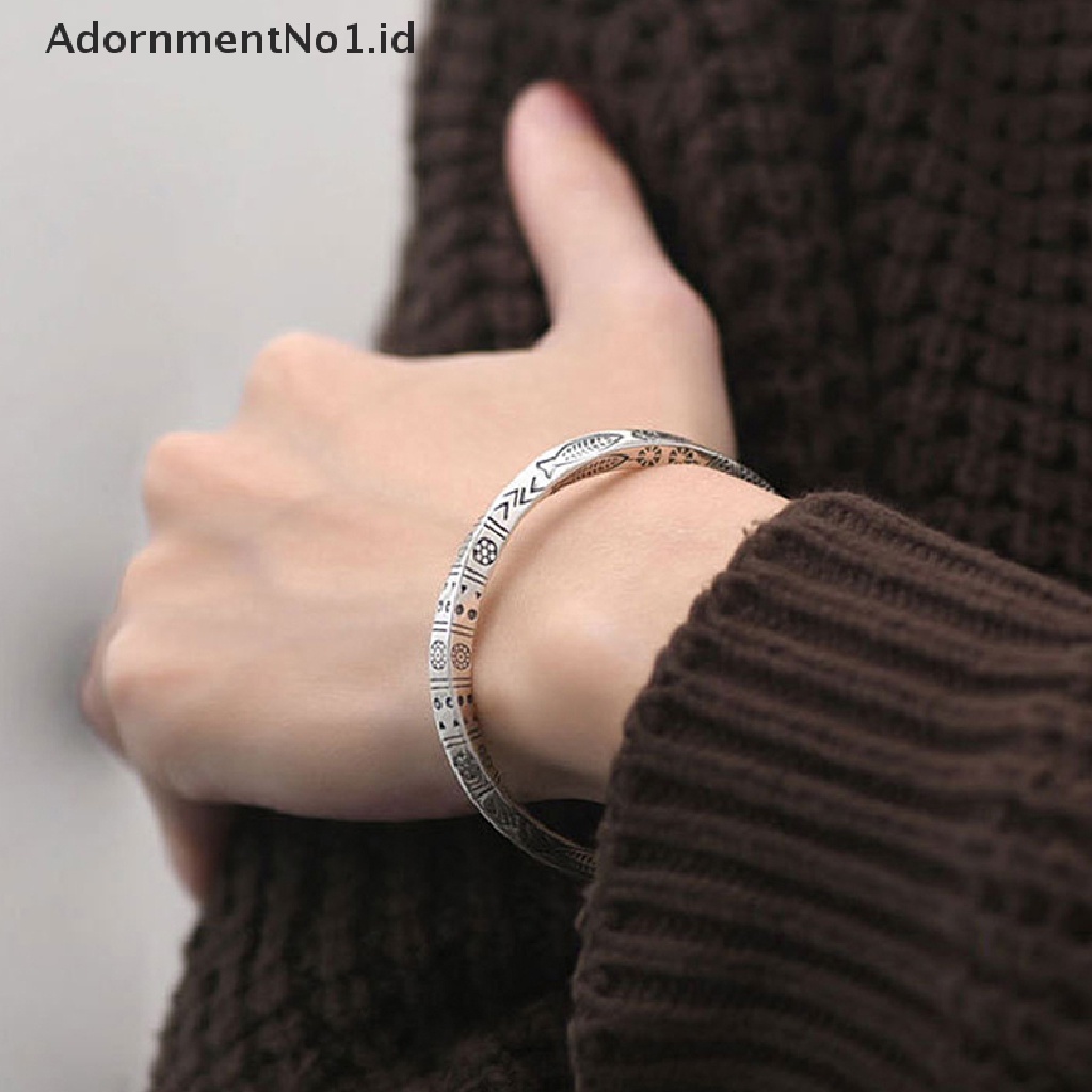 [AdornmentNo1] Vintage Stainless Steel Bangle Untuk Pria Wanita Mobius Memutar Cuff Gelang Unisex Kasual Pulseira Gents Perhiasan Mobius Cincin Totem Gelang [ID]