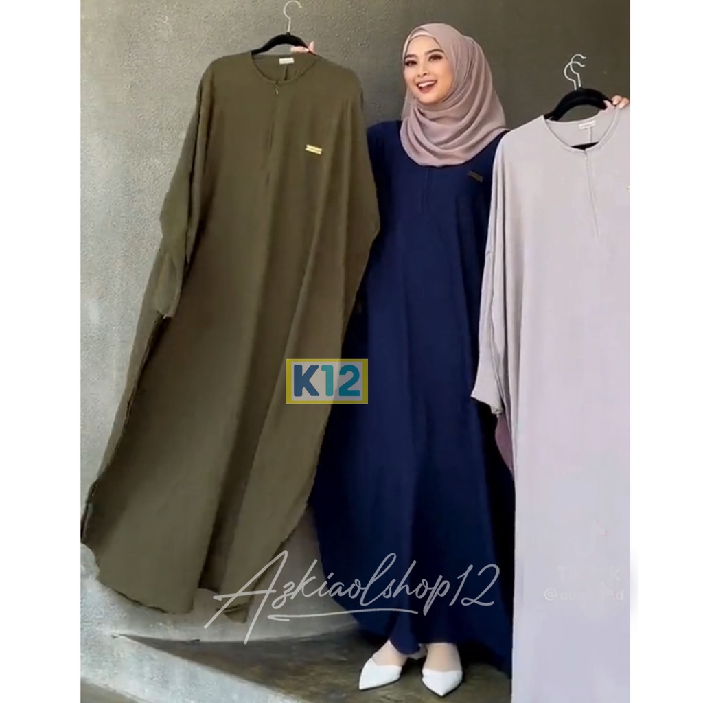 ( BISA COD ) BATWING LONG DRESS ABAYA AMIRA CRINCLE / BASIC ABAYA POLOS / SIZE S M L XL XXL