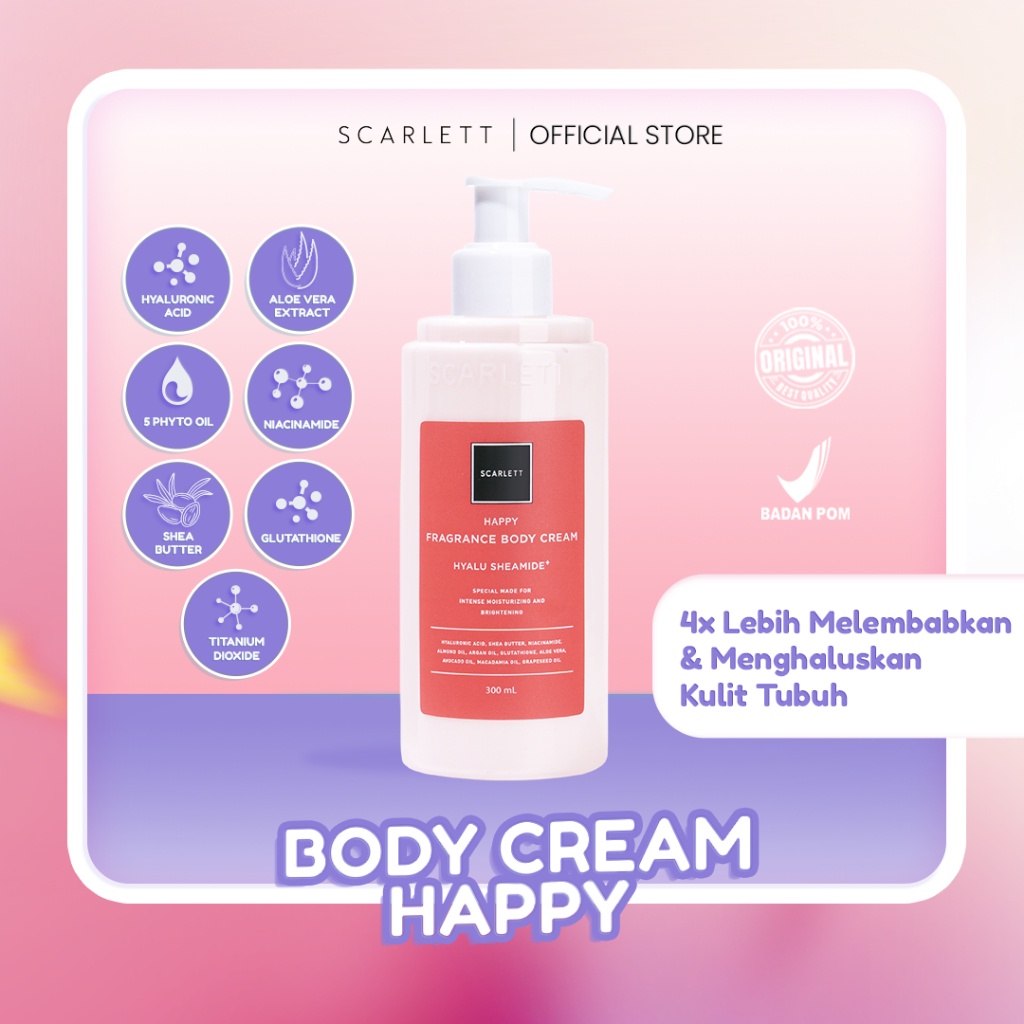 Scarlett Whitening Body Cream Happy 300ml