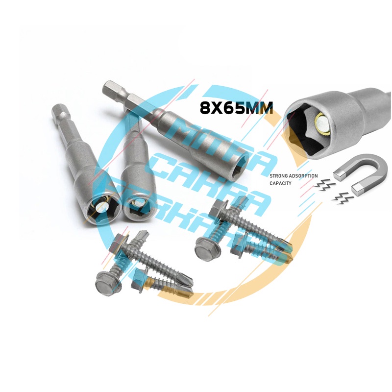 Adaptor socket 1/4&quot; impact driver 5pcs / Adapter kunci sock hex shank set isi 5pcs / Adaptor socket hex 1/4&quot; ke mesin screwdriver / Adaptor untuk Impact Driver Hex Shank ke Mata Bor Ekstensi 5 Pcs