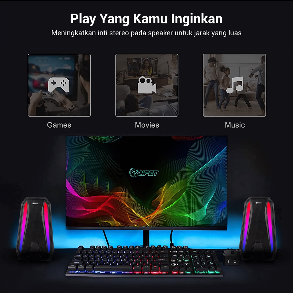 Speaker Laptop / PC / Gaming Kisonli X10 Soundbar Super Bass Portable RGB Lighting Garansi 1 Tahun - XOBOX