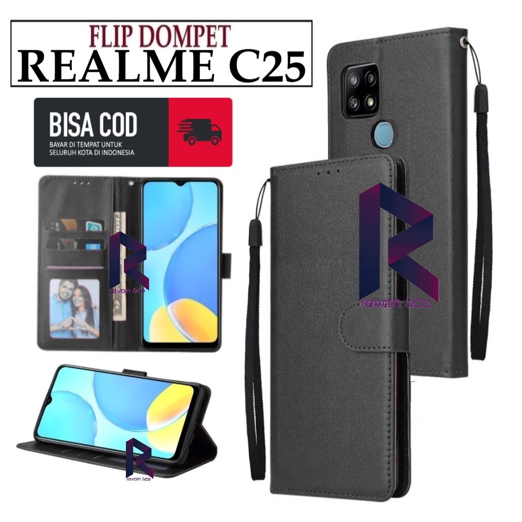 CASE REALME C25 FLIP WALLET LEATHER KULIT PREMIUM SARUNG BUKA TUTUP KESING HP FLIP CASE REALME C25