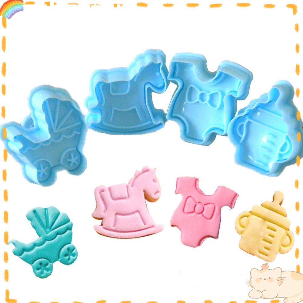 Solighter 4pcs Cetakan Biskuit Bayi Alat Kue Dapur Plastik Dekorasi Kue Pastry Mould