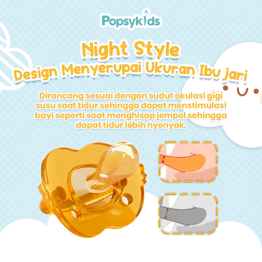 Popsykids Silicone Baby Pacifier / Dot Bayi / Empeng Silikon Bayi BPA Free 100% Food Grade