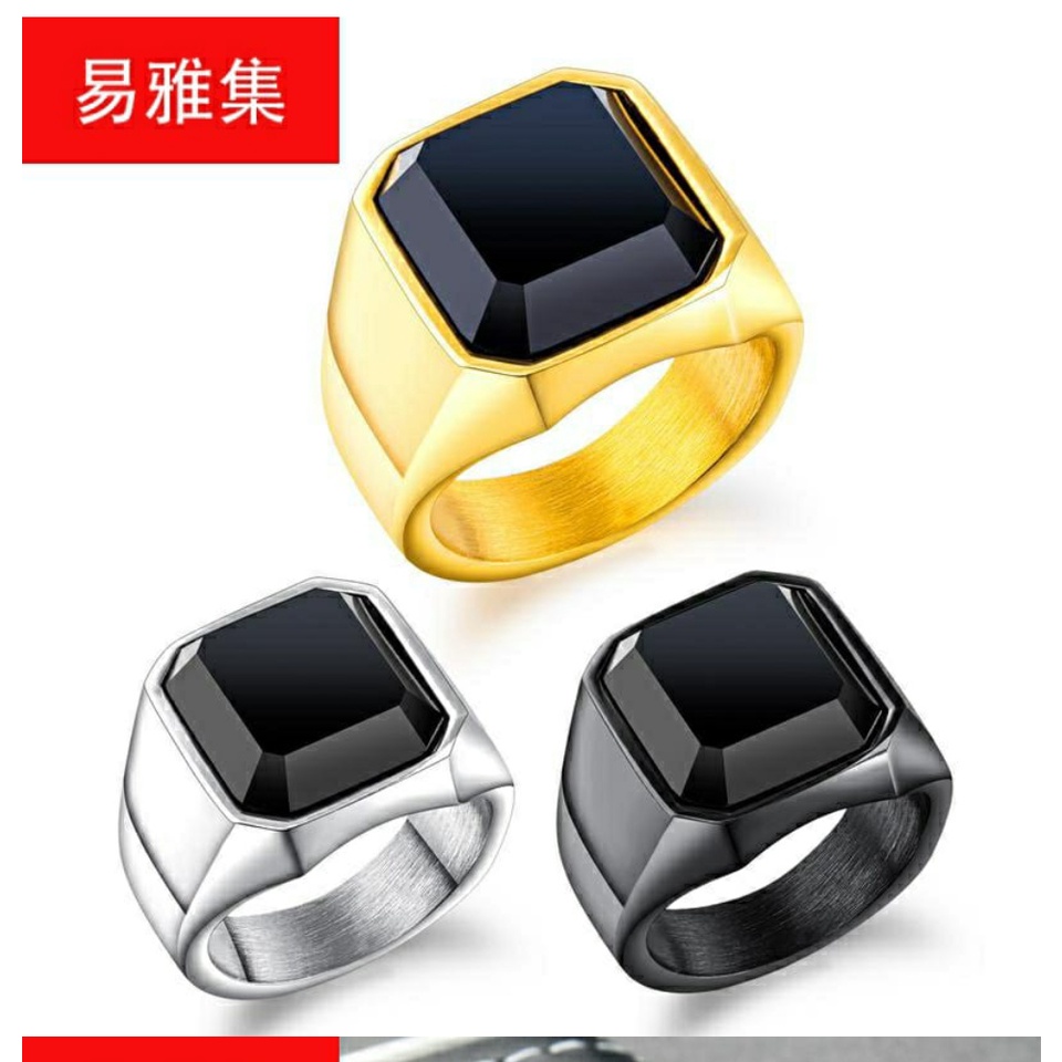 [ TERLARIS ] CINCIN TITANIUM KEMSTON/CINCIN RUBI SIAM SUPER KEREN/Cincin Pria Batu Akik Padparascha Royal Cutting Titanium Keren Mewah Elegan Anti Karat