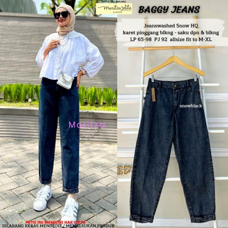 Celana Baggy Jeans Wanita Murah Bahan Adem Super Premium