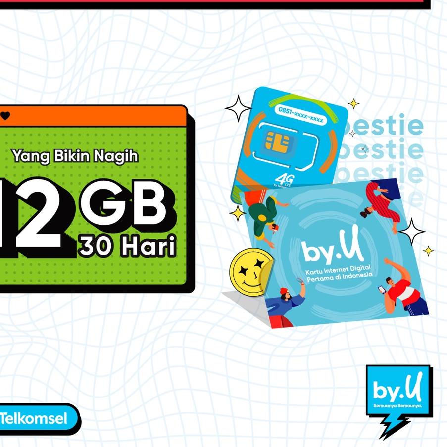 COD✅-Kartu Perdana by.U Kuota 12 GB | 30 Hari
