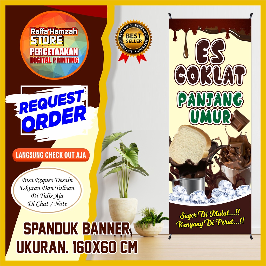 SPANDUK BANNER ES COKLAT Ukuran 160x60 Cm